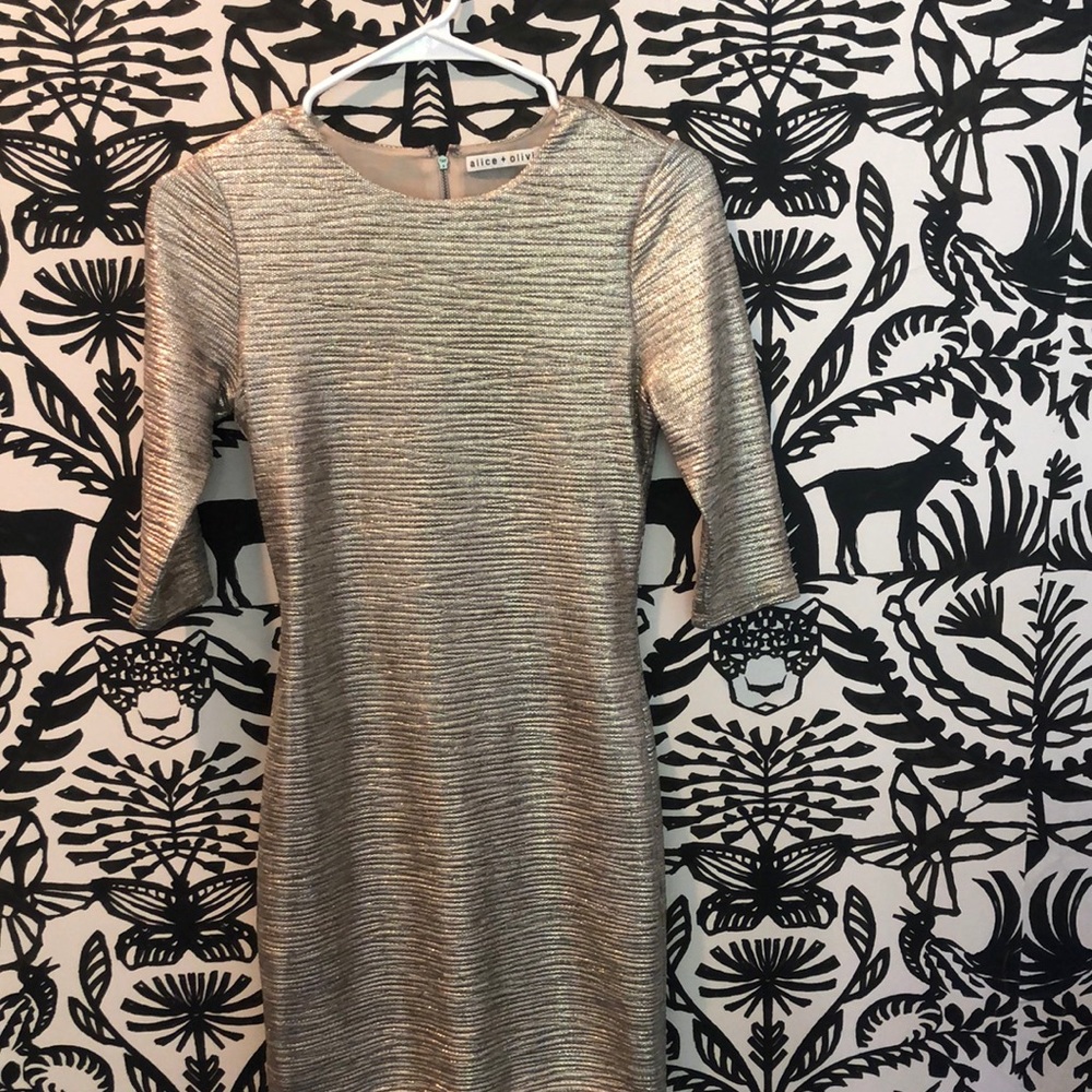 Gold mini dress from Alice and Olivia